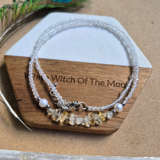 Clear quartz and Citrine everyday witch choker