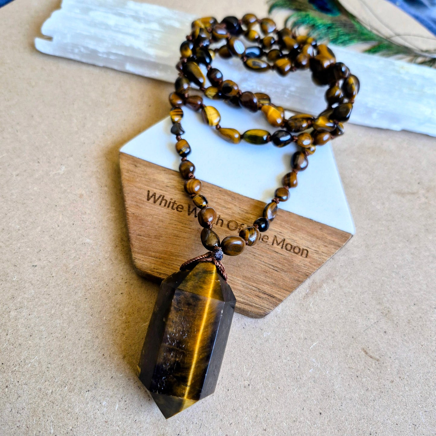 Tigers Eye knotted necklace. 32" long
