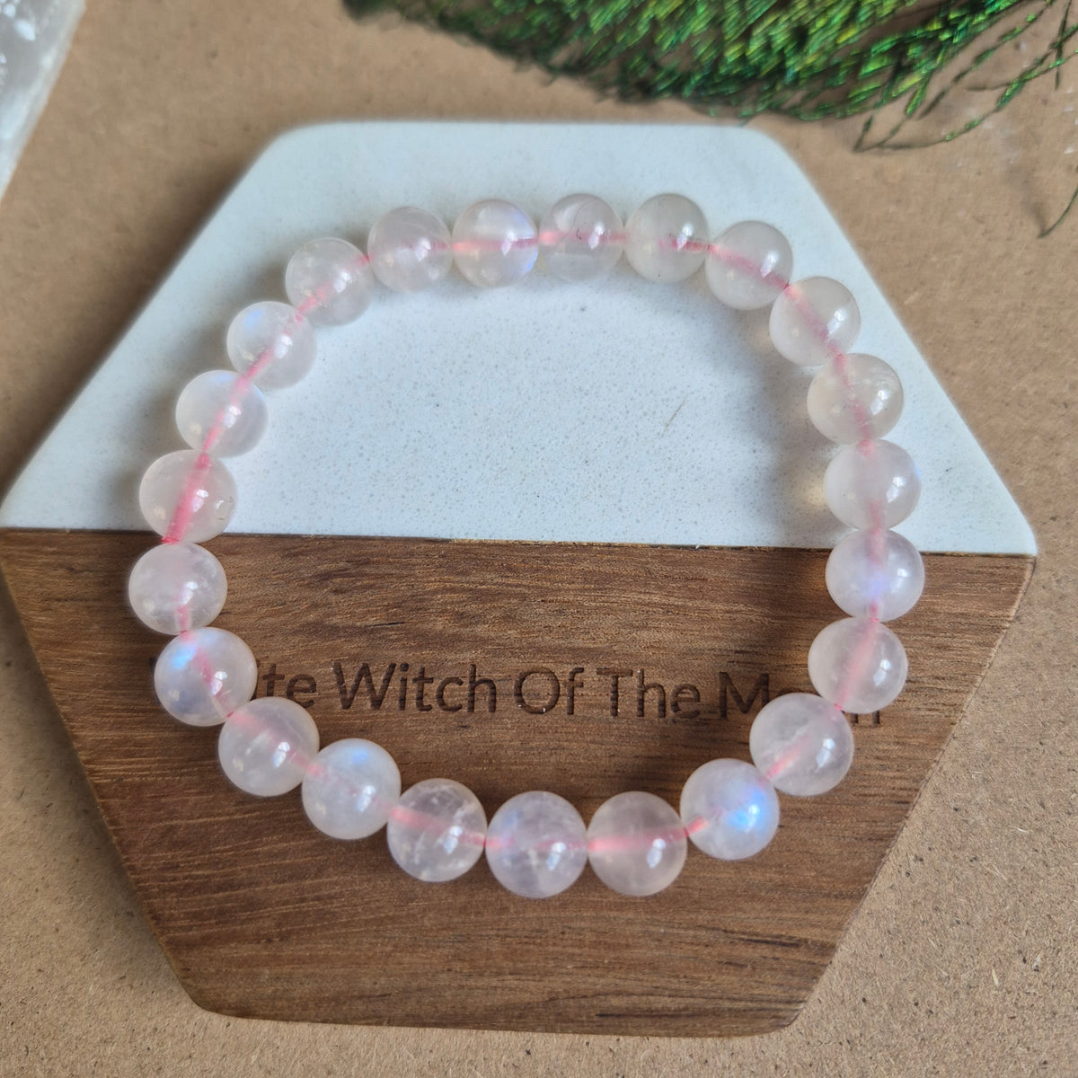 Pink Moonstone Bracelet 8mm beads