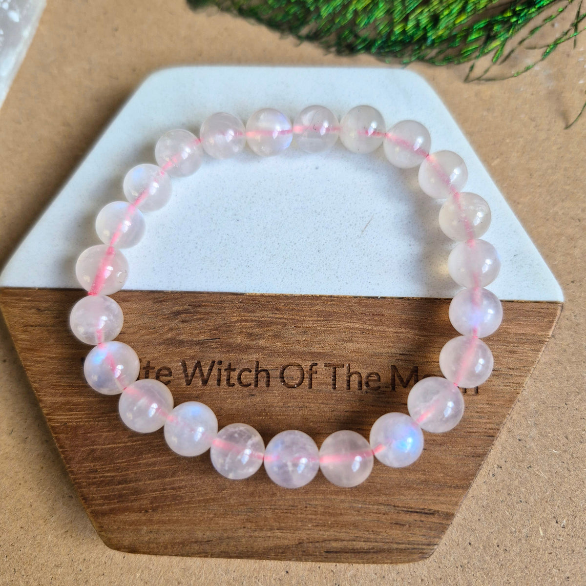 Pink Moonstone Bracelet 8mm beads