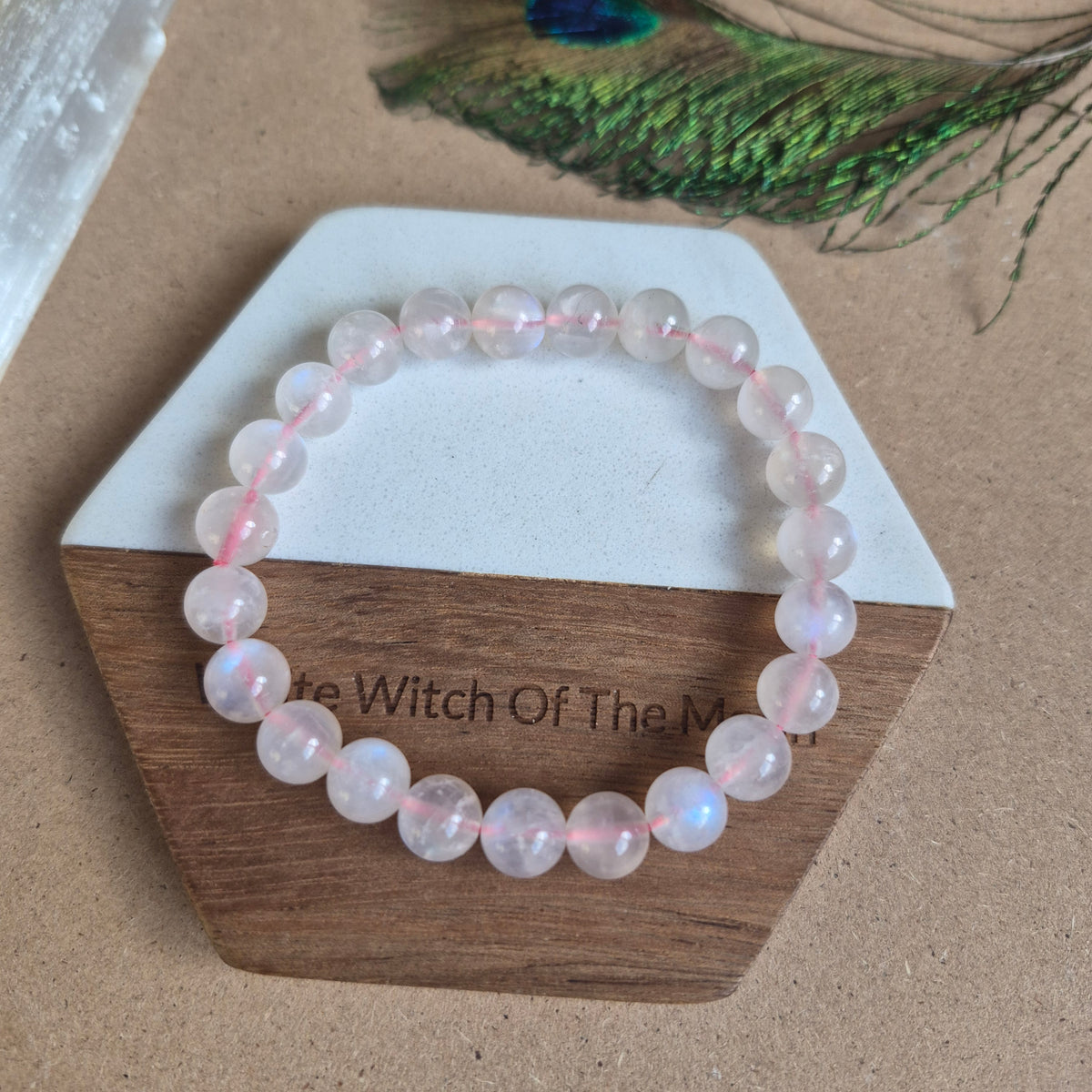 Pink Moonstone Bracelet 8mm beads