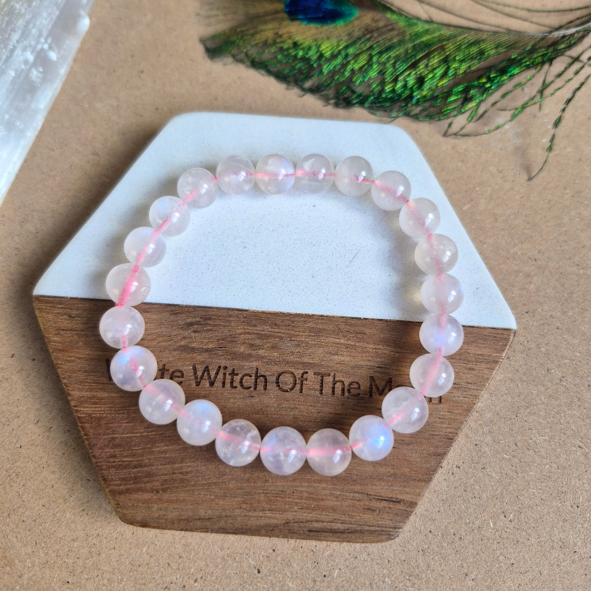 Pink Moonstone Bracelet 8mm beads