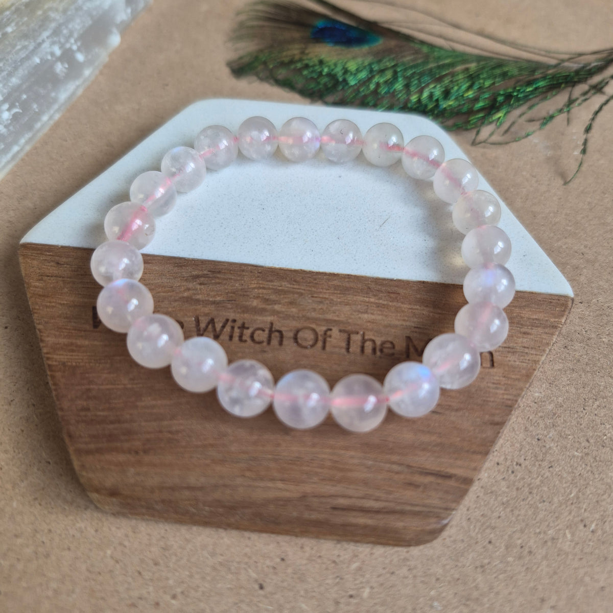 Pink Moonstone Bracelet 8mm beads
