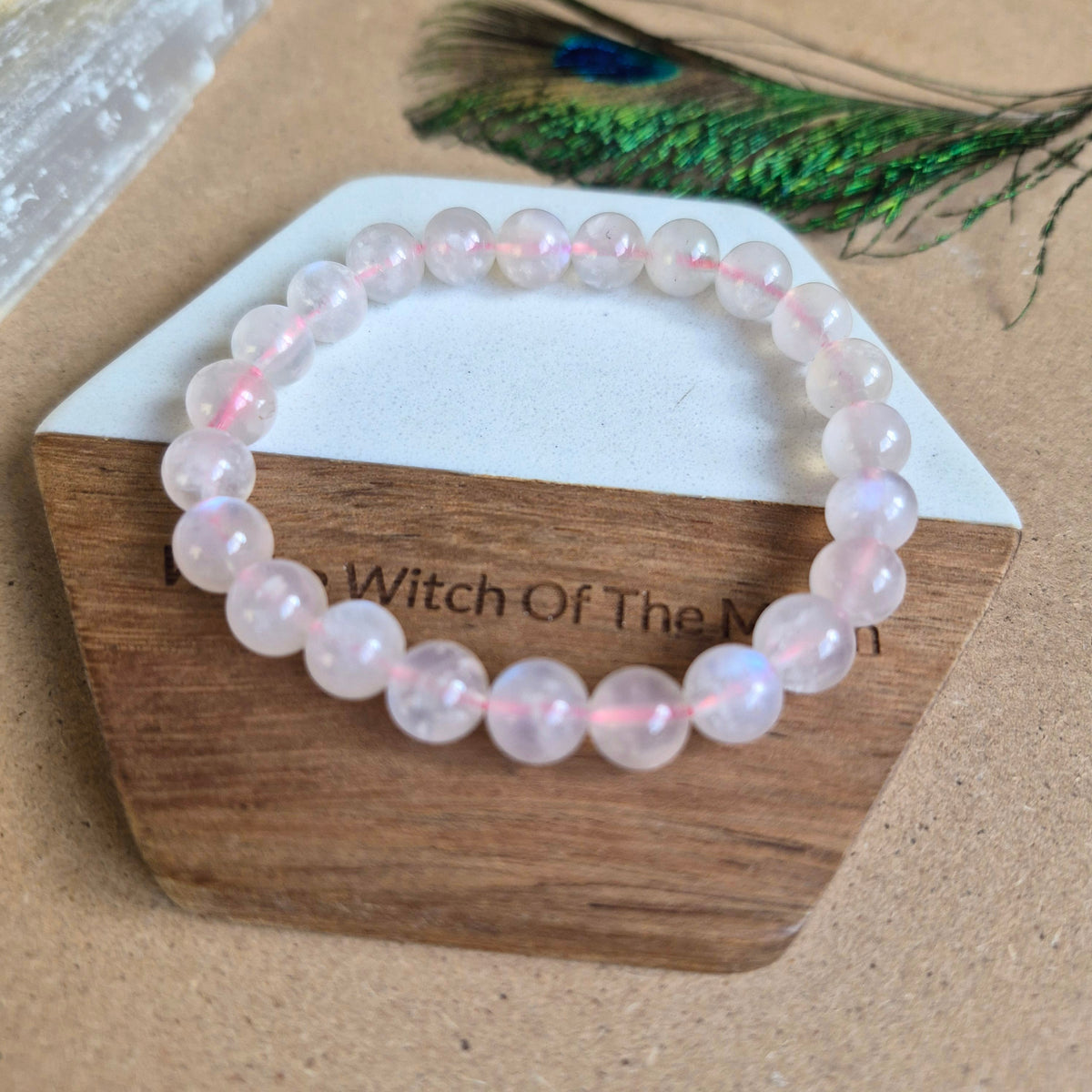 Pink Moonstone Bracelet 8mm beads