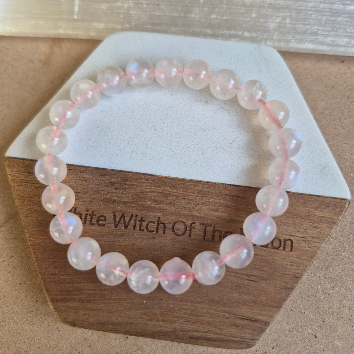 Pink Moonstone Bracelet 8mm beads