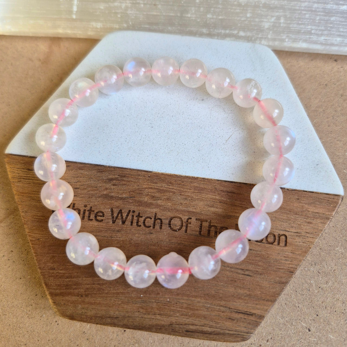 Pink Moonstone Bracelet 8mm beads