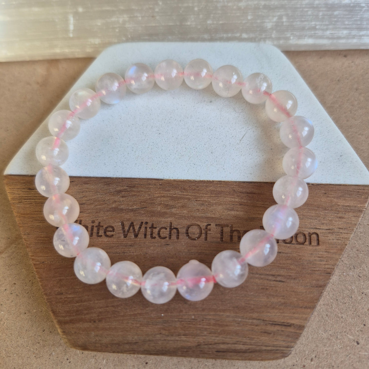 Pink Moonstone Bracelet 8mm beads