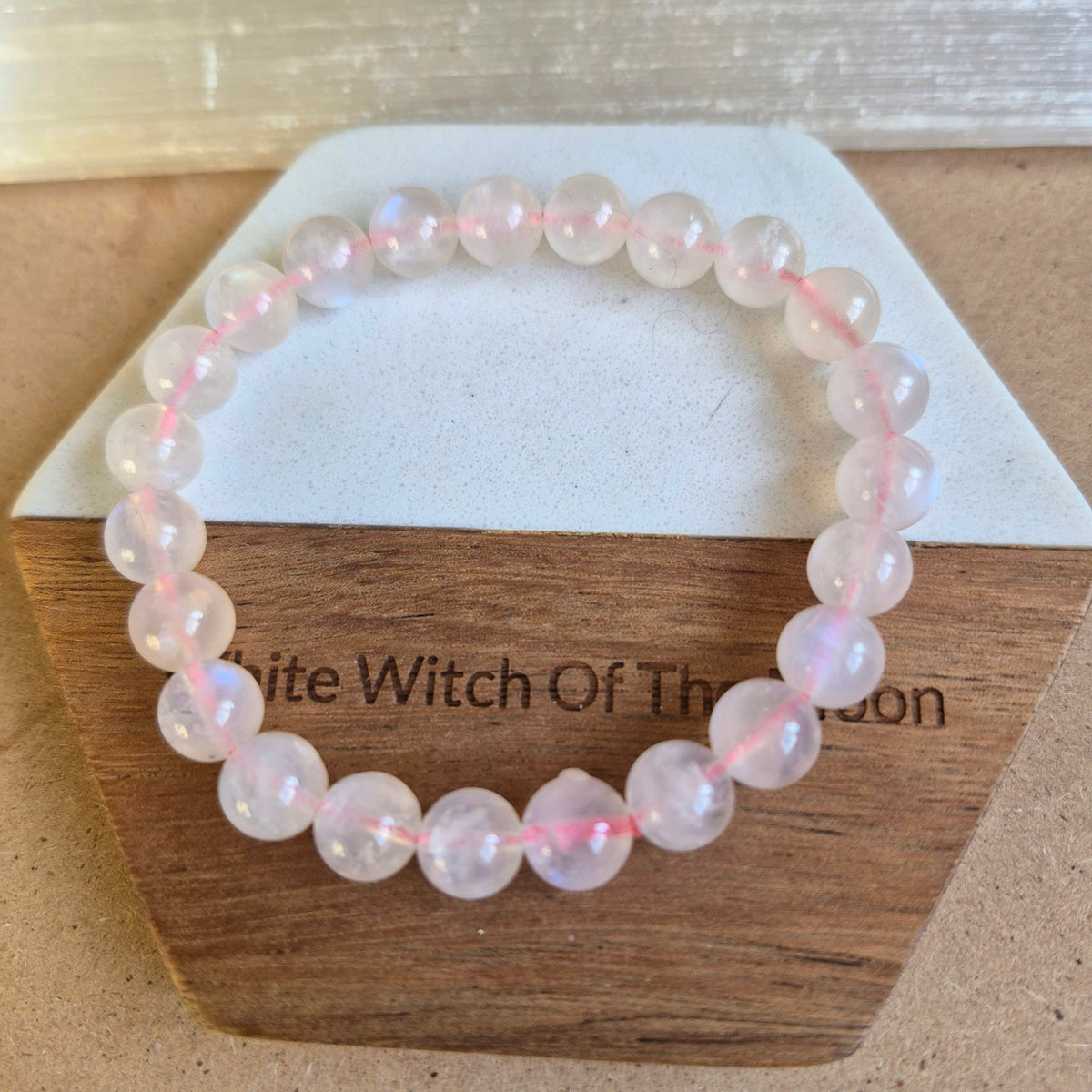 Pink Moonstone Bracelet 8mm beads