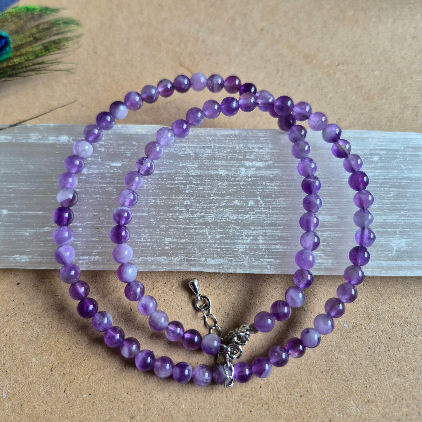 Dream Amethyst 4mm Bead Choker Necklace