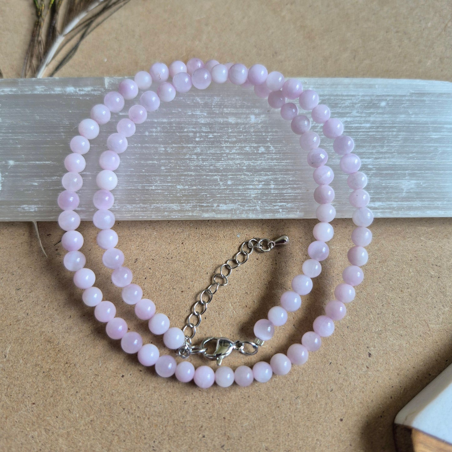 Kunzite Choker Necklace 4mm beads