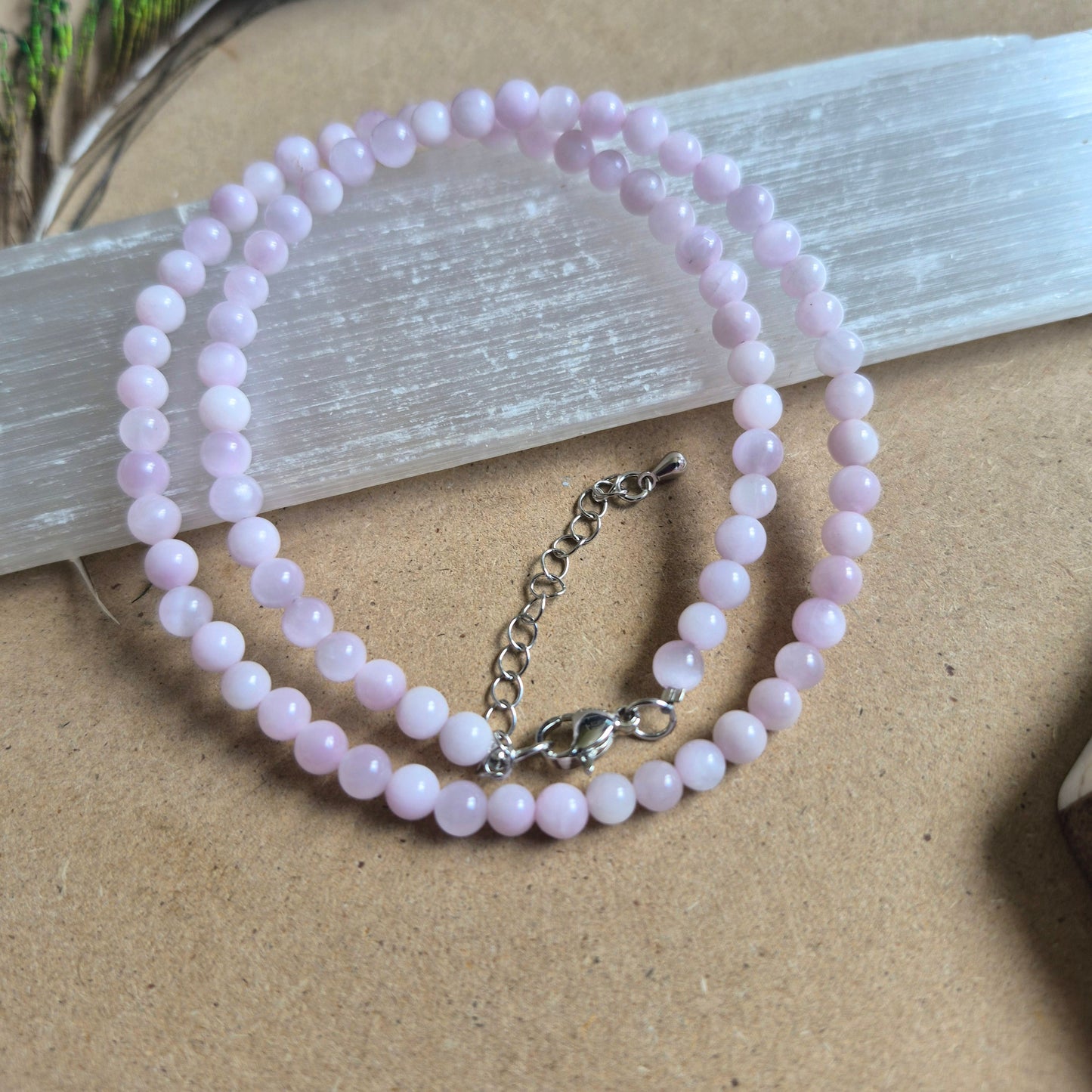 Kunzite Choker Necklace 4mm beads