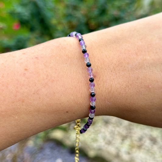 Empath Protection Minimalist Bracelet - Fluorite, Amethyst & Black Tourmaline