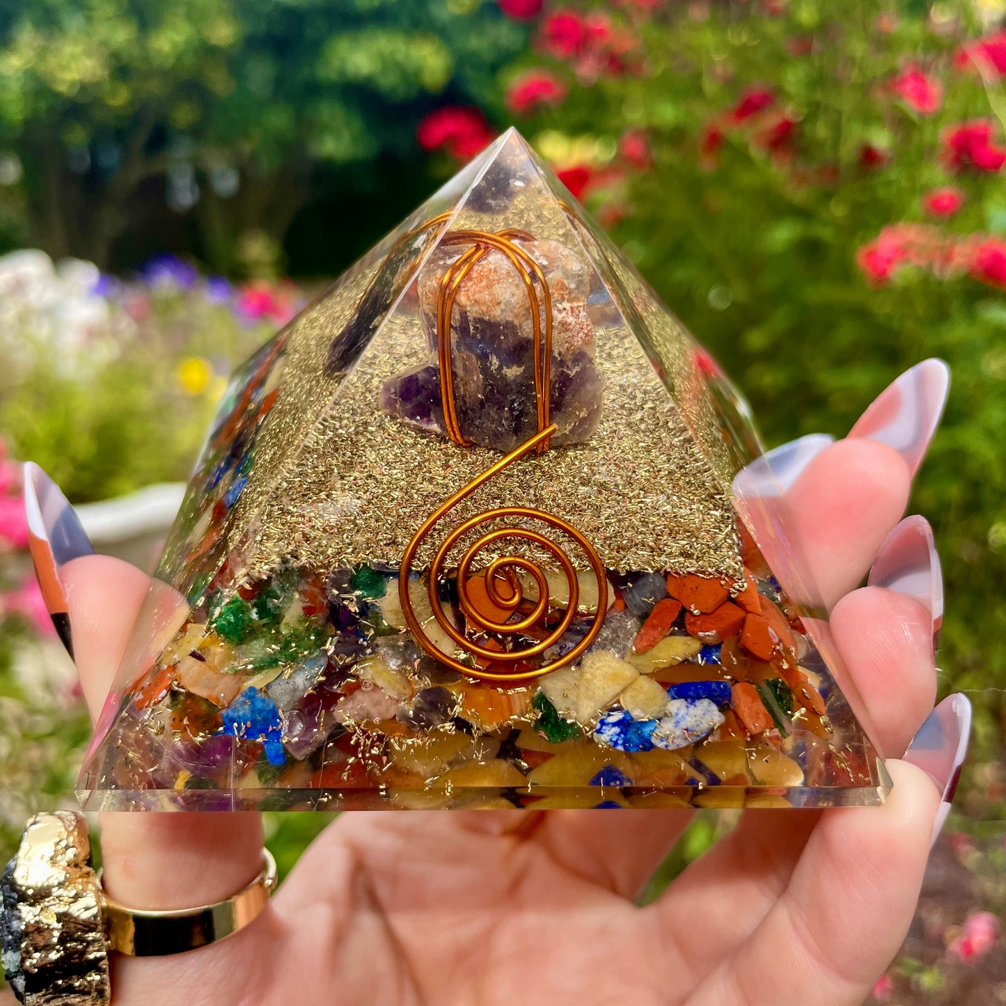 Amethyst Chakra Orgonite Pyramid