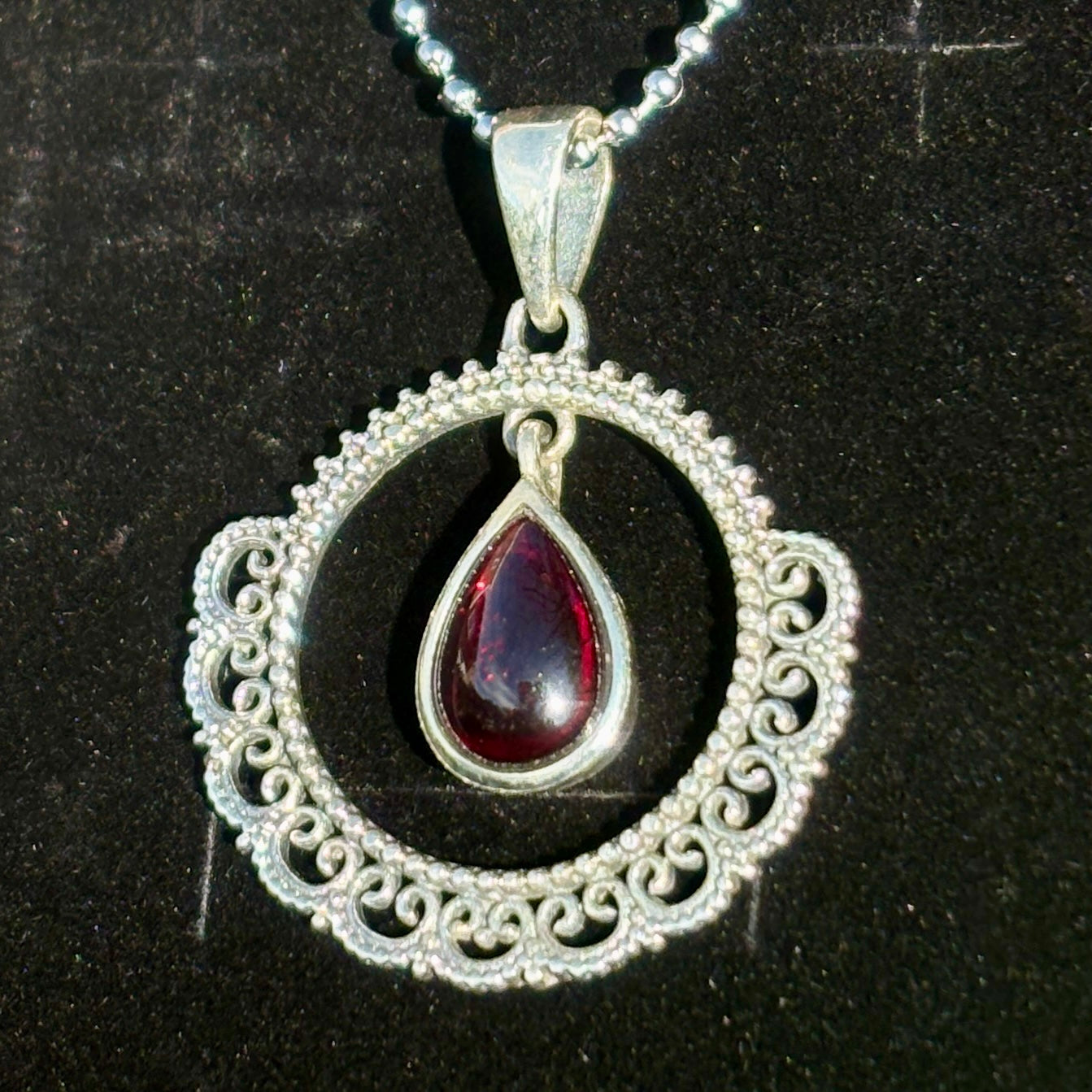 Red Garnet 925 Silver Pendant - Dark Femme Collection