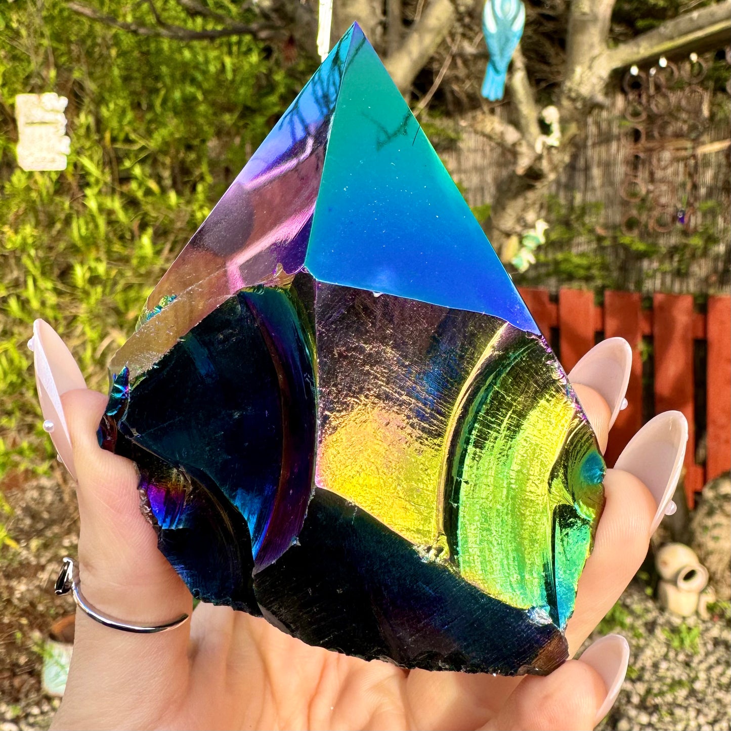 Black Obsidian Titanium Aura Half Polished Points 250-300g