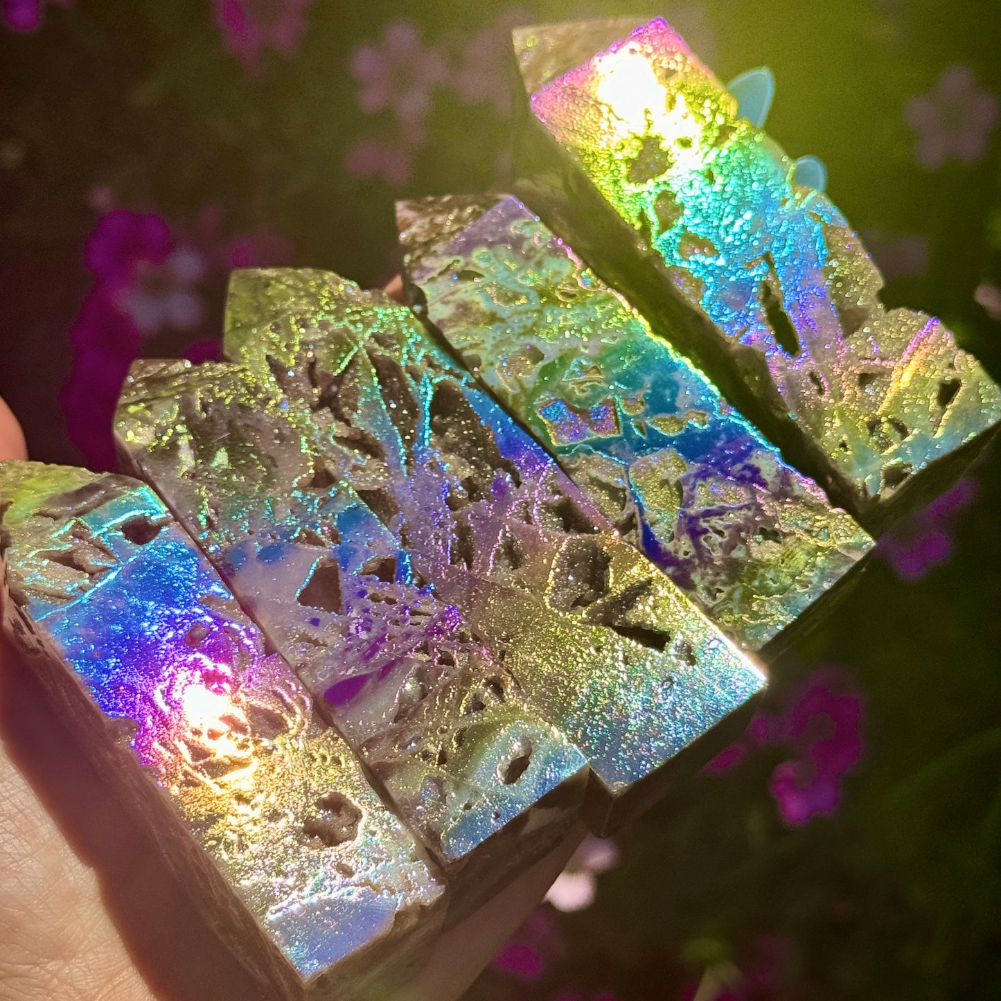 Sphalerite (with aura 🌈) Freeform Towers 9-10cm