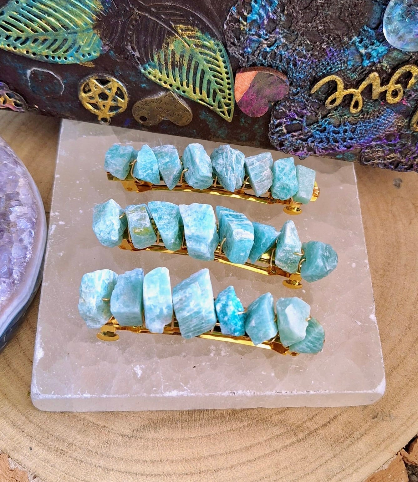 Amazonite Barrette Hair Clip