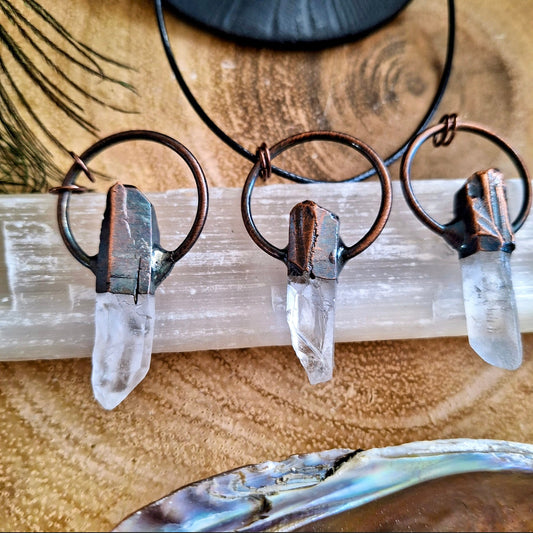 Raw Clear Quartz Antique Style Pendant