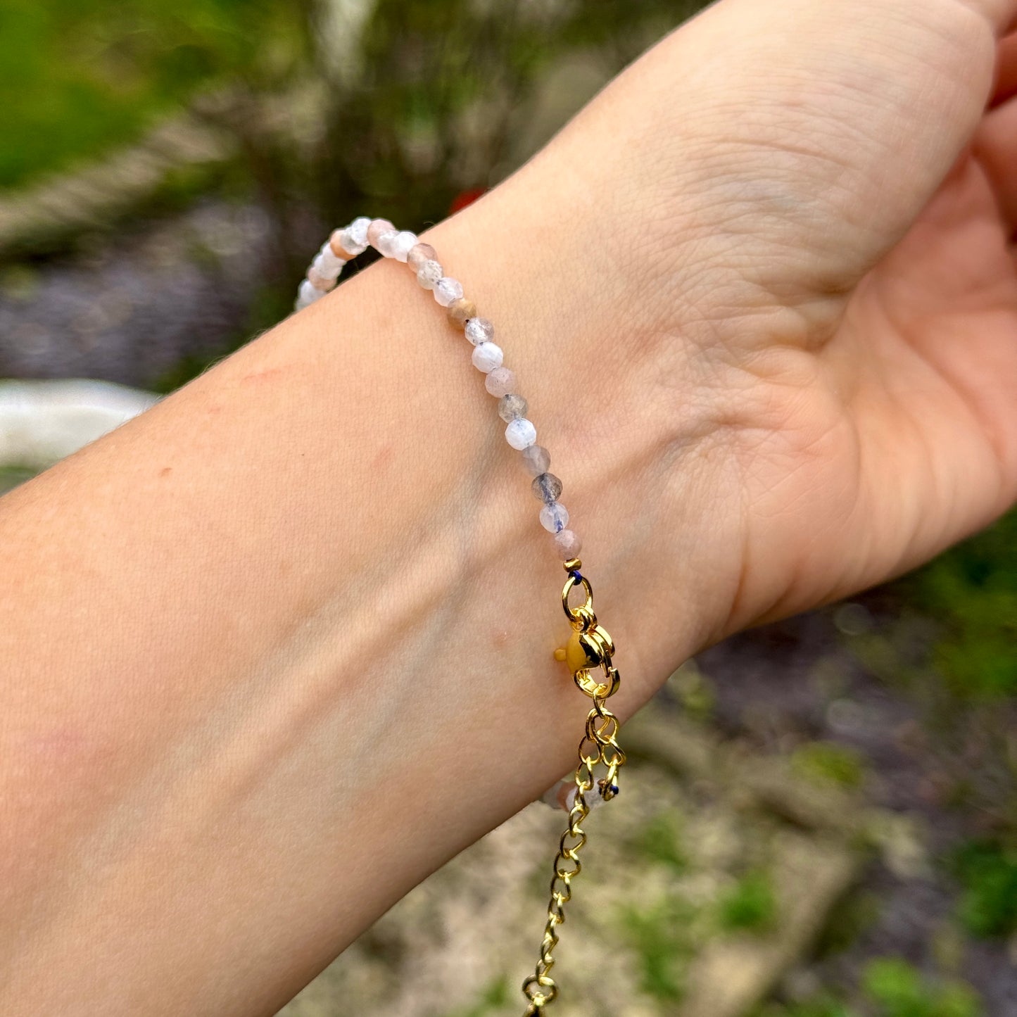 Labradorite, Moonstone & Sunstone Minimalist Bracelet