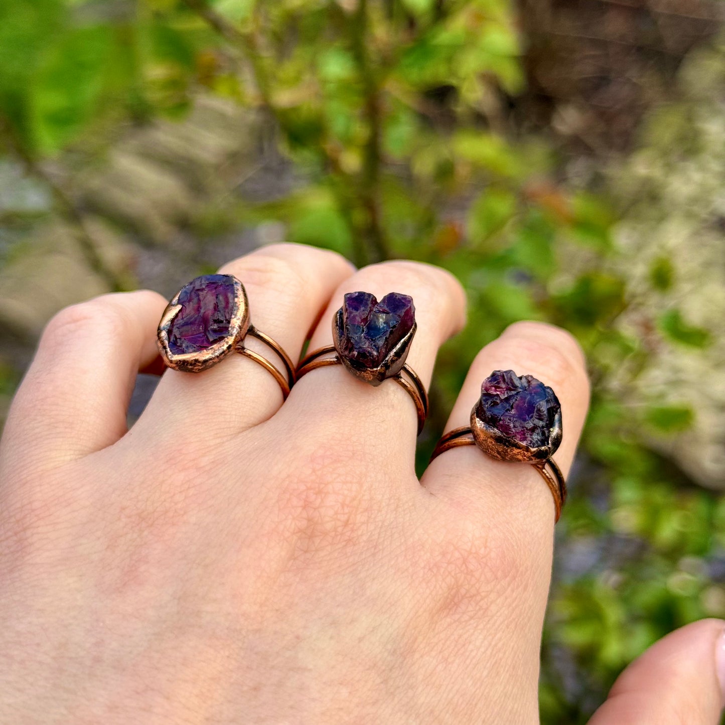 Red Garnet Vintage Style Adjustable Ring