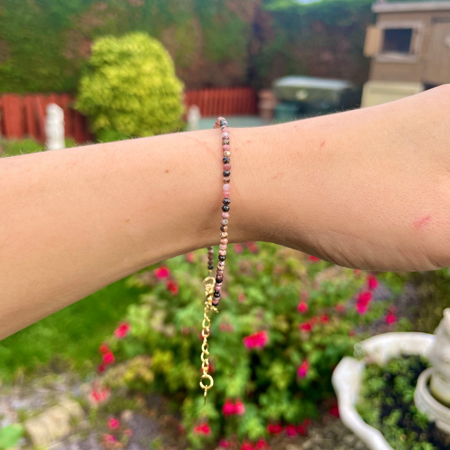 Rhodonite Minimalist Bracelet 🩷🖤