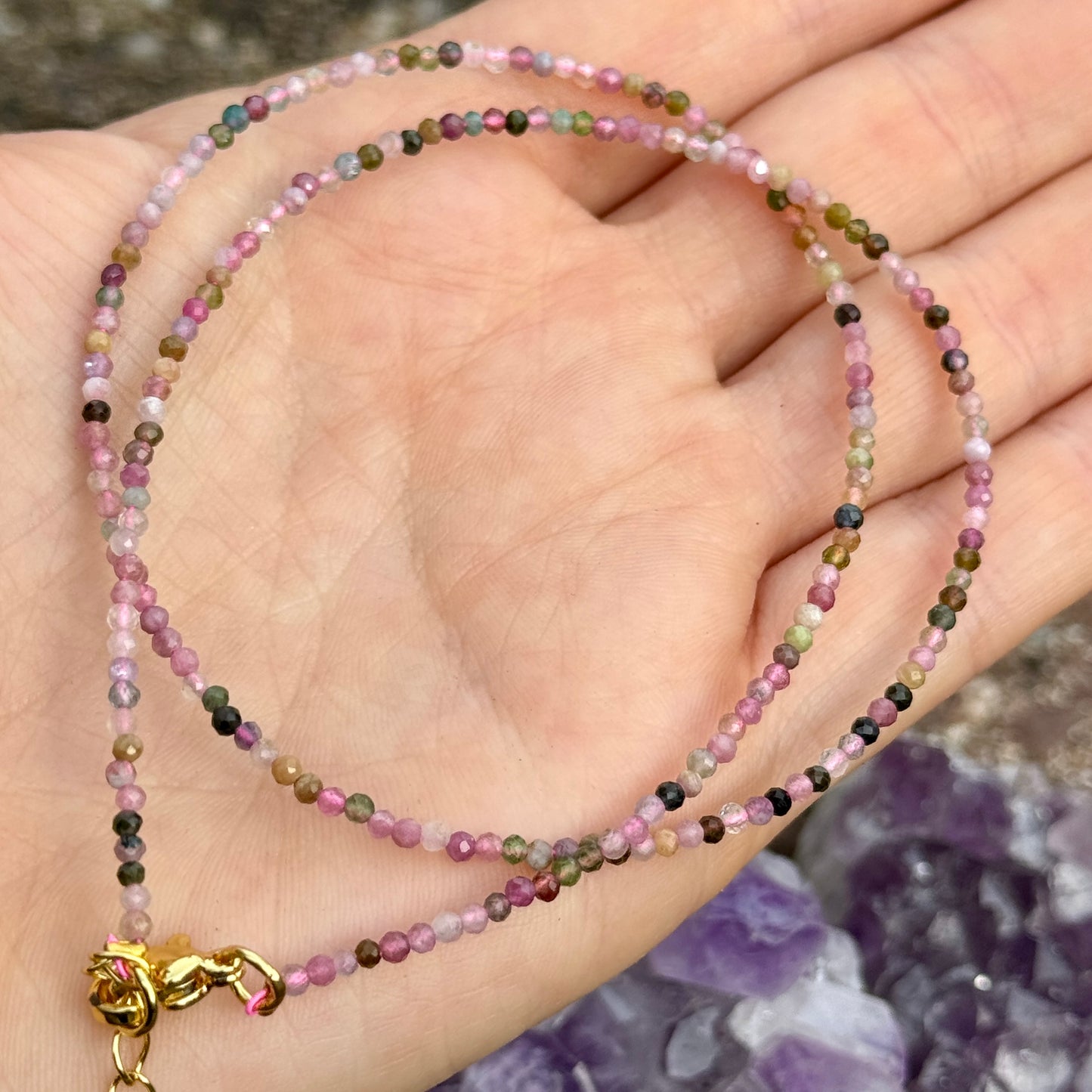 Mixed Tourmaline Beaded Choker Necklace