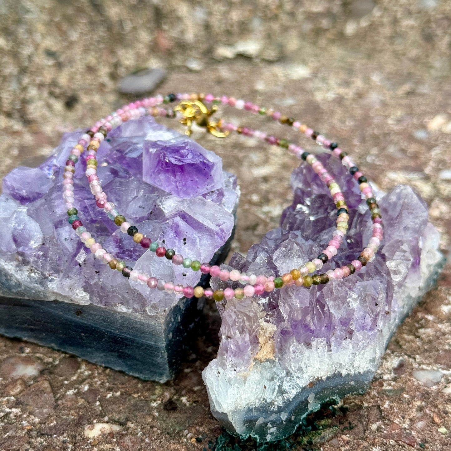 Mixed Tourmaline Beaded Choker Necklace