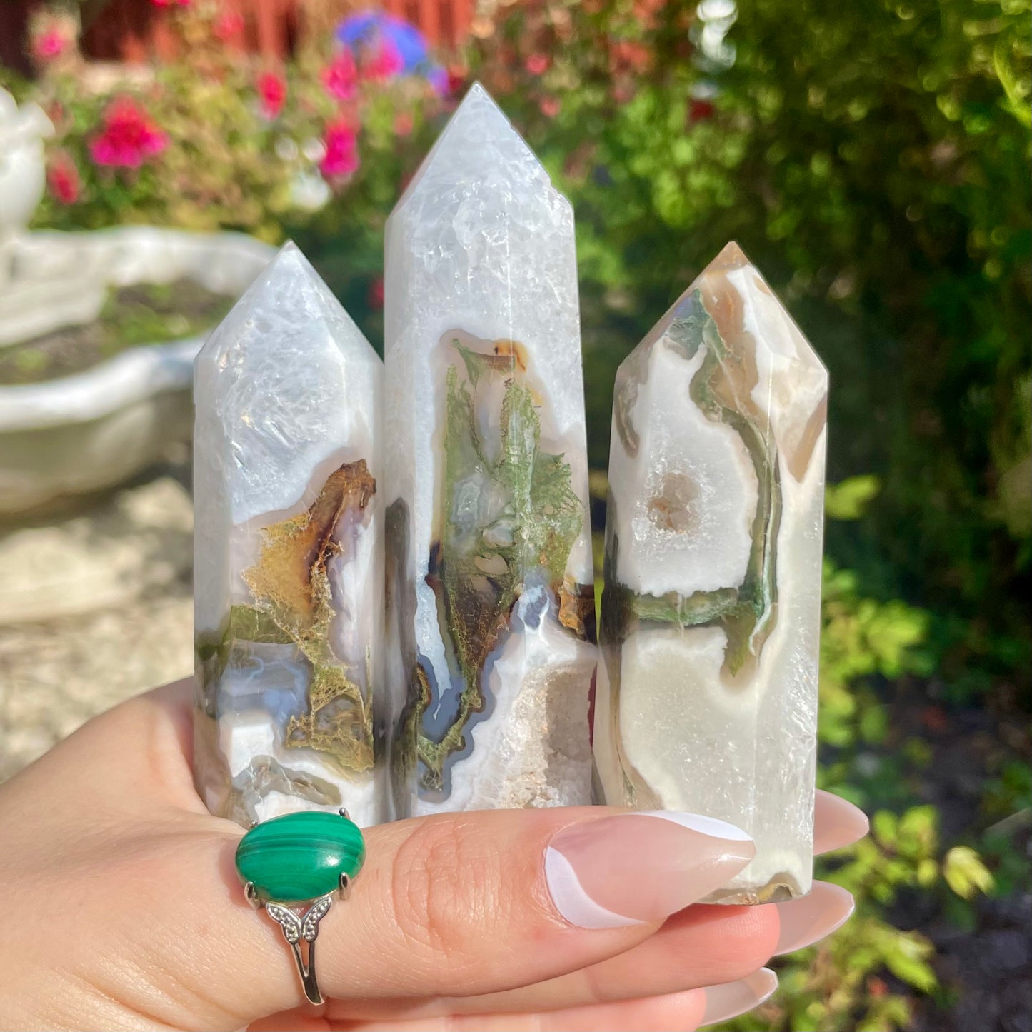 Moss Agate with Druzy Quartz Towers - choose your own!