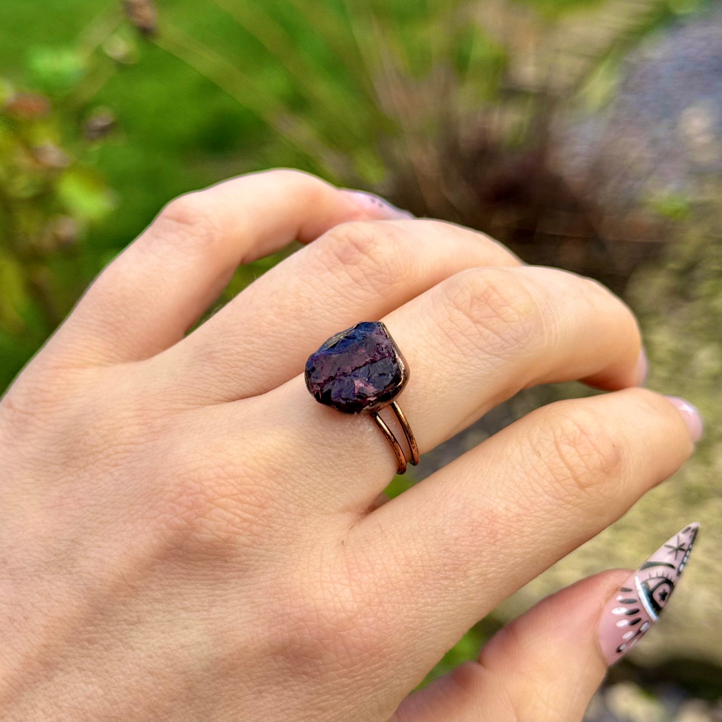 Red Garnet Vintage Style Adjustable Ring
