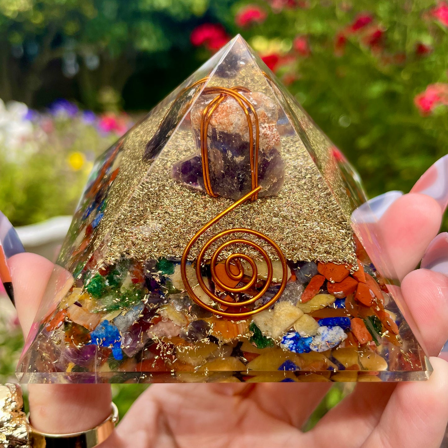 Amethyst Chakra Orgonite Pyramid