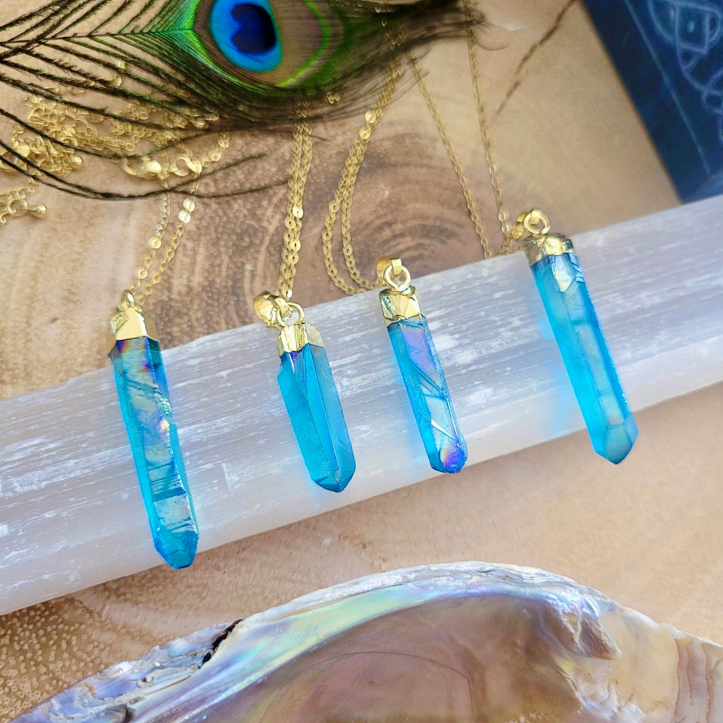 Aqua Aura Raw Point Necklace