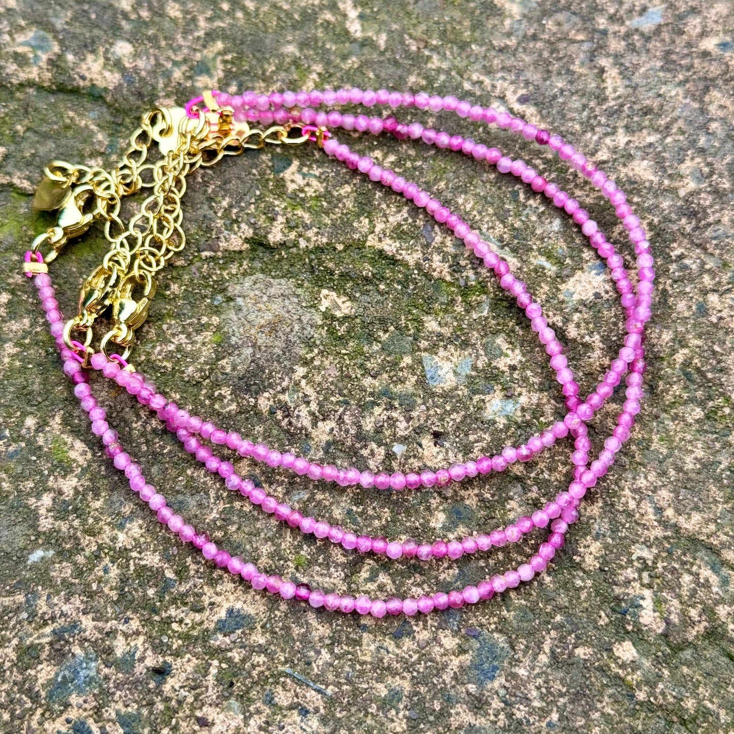 Pink Tourmaline Minimalist Beaded Bracelet