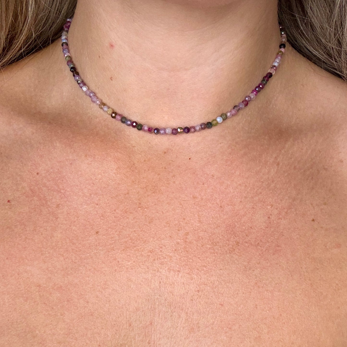 Mixed Tourmaline Beaded Choker Necklace