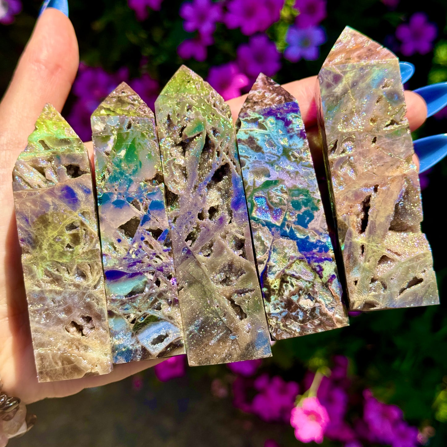 Sphalerite (with aura 🌈) Freeform Towers 9-10cm
