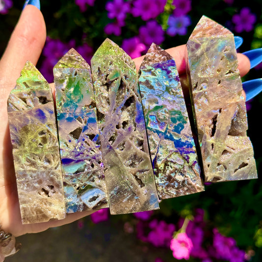 Sphalerite (with aura 🌈) Freeform Towers 9-10cm