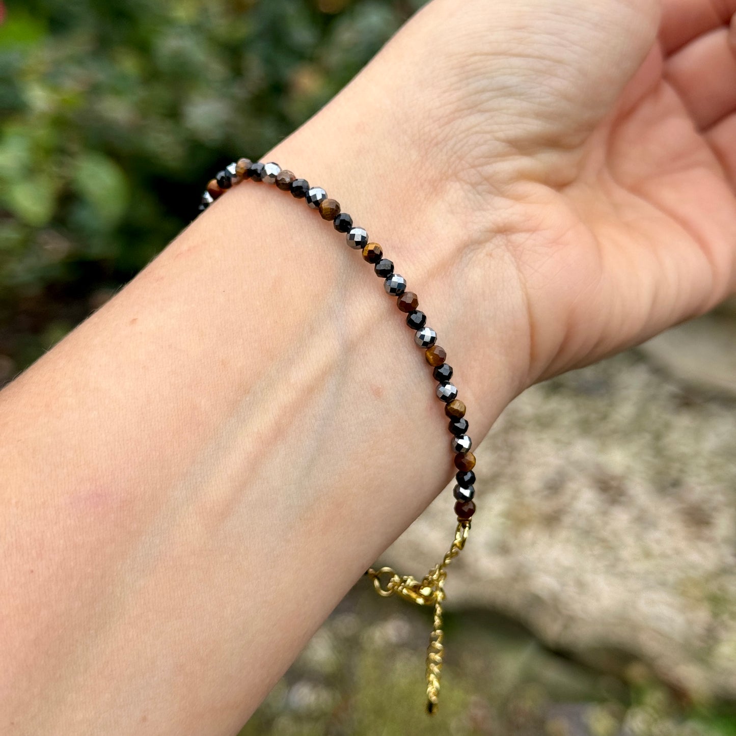Ultimate Protection Minimalist Bracelet - Tigers Eye, Hematite & Black Tourmaline