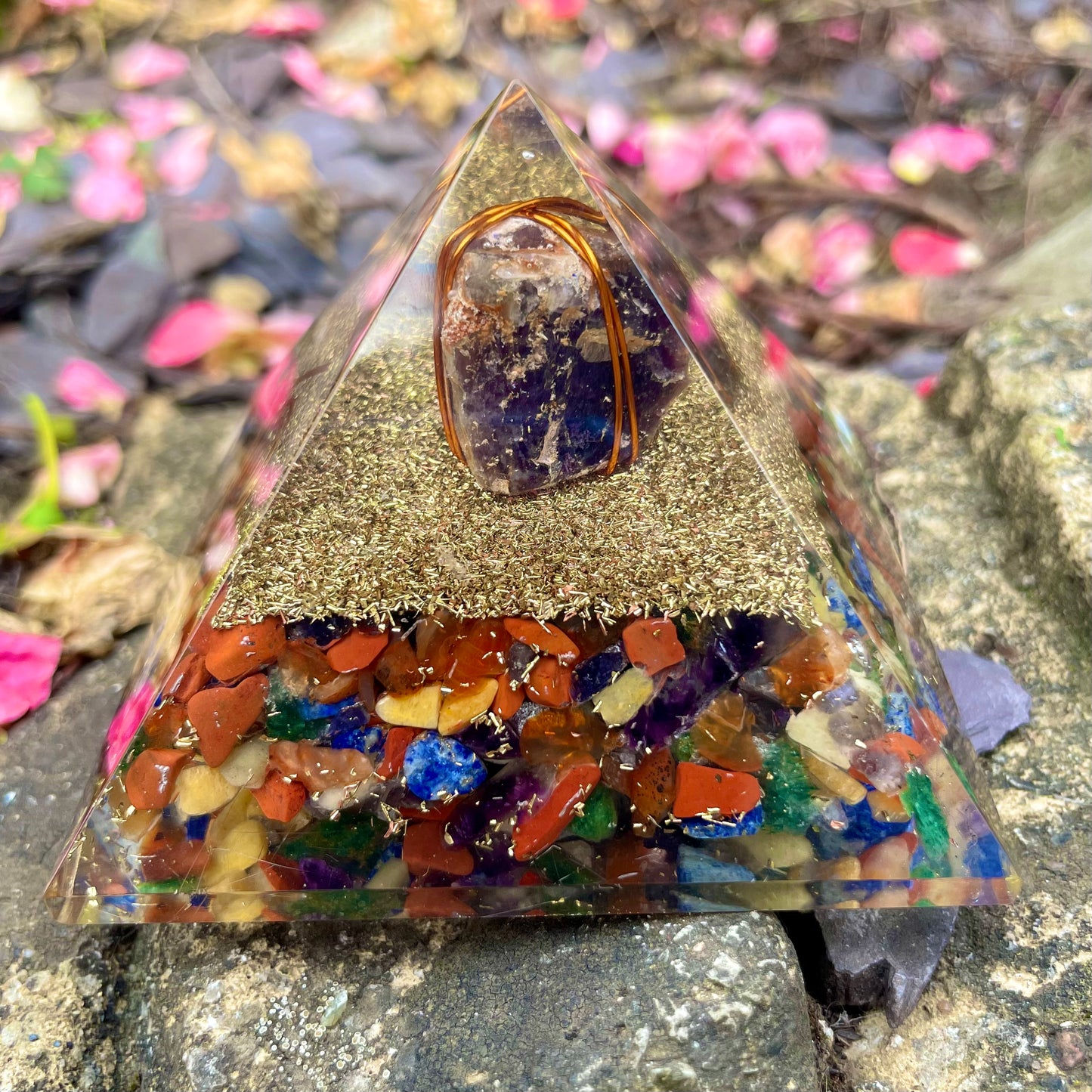 Amethyst Chakra Orgonite Pyramid