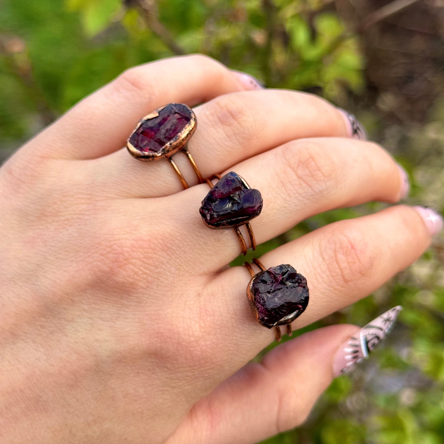 Red Garnet Vintage Style Adjustable Ring