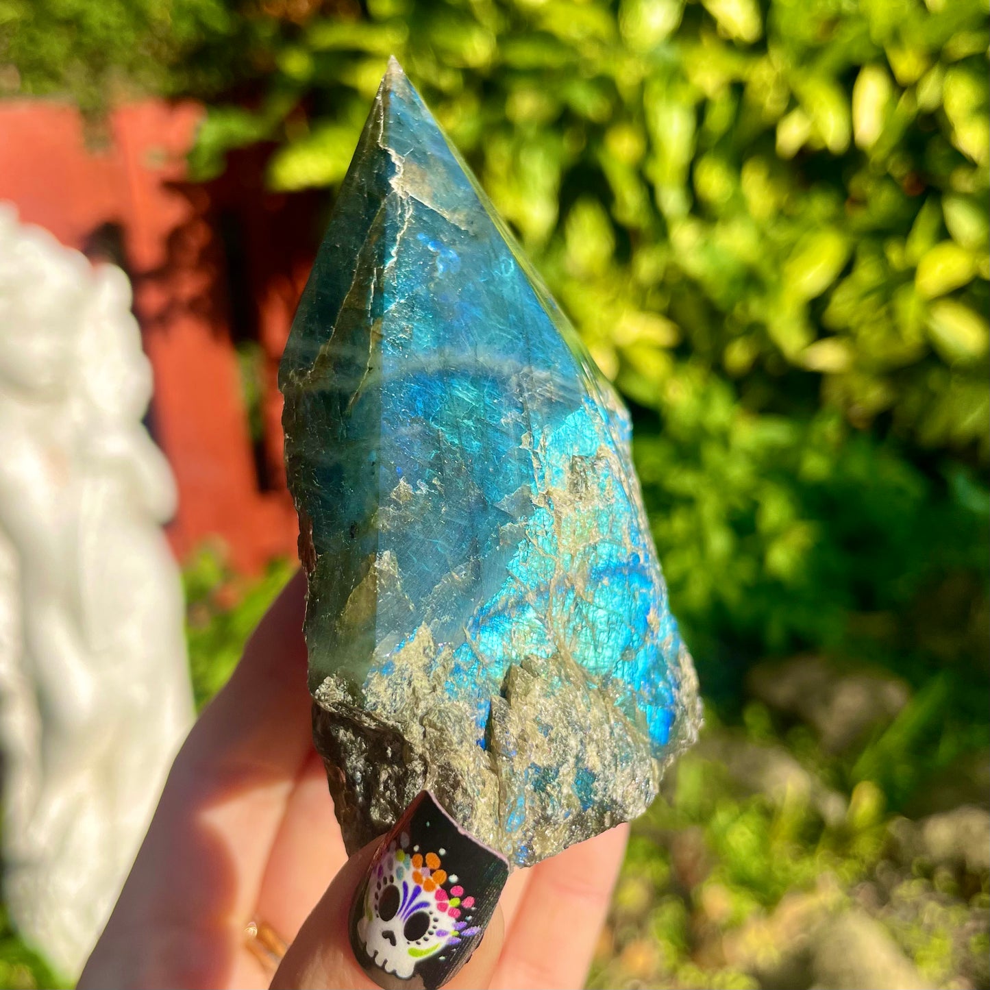 Labradorite Blue Flash Half Polished Point 260g #1