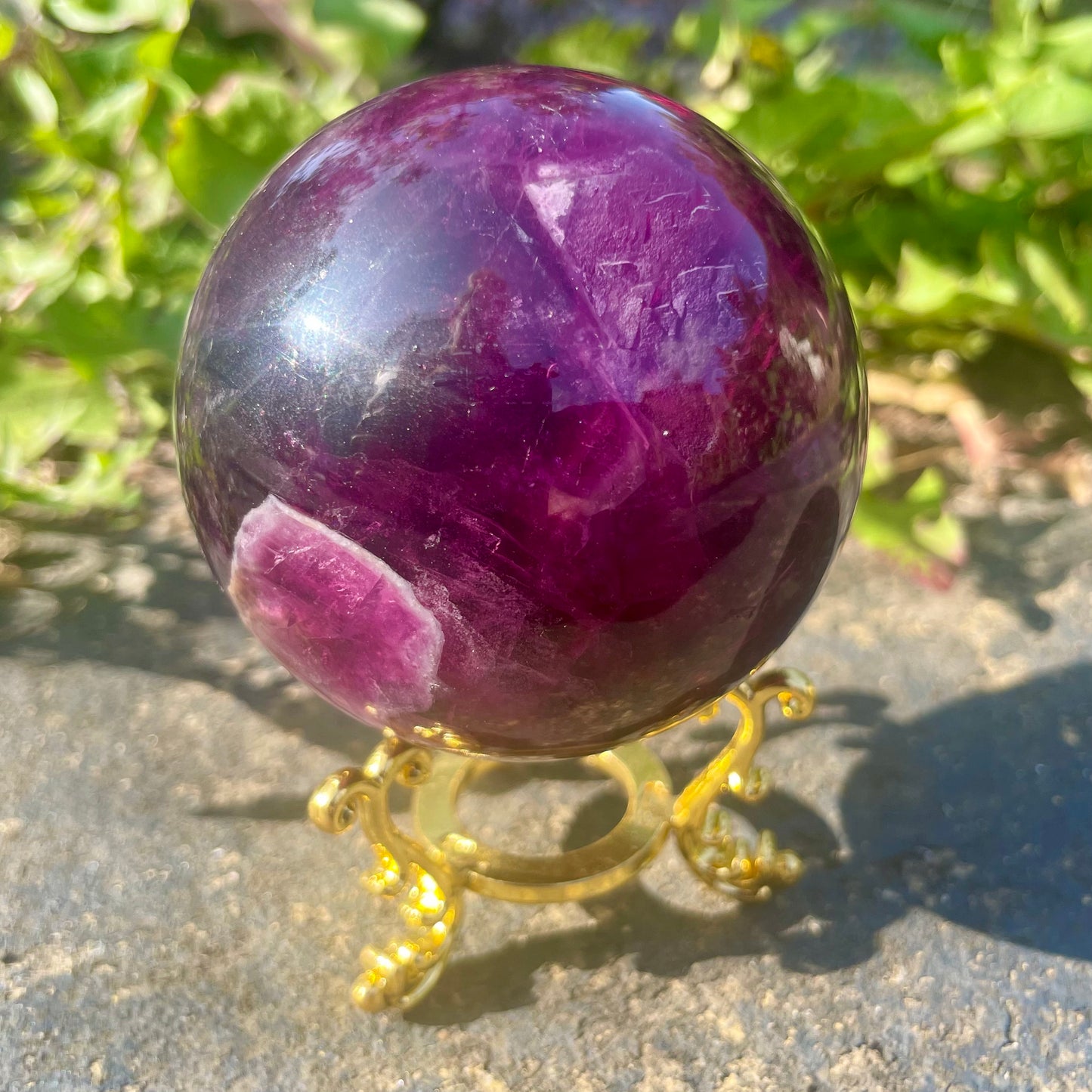 Purple Fluorite Sphere With Stand 486g 7cm