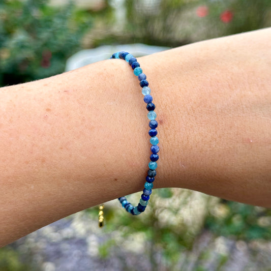 Throat Chakra Minimalist Bracelet - Apatite, Lapis Lazuli & Sodalite