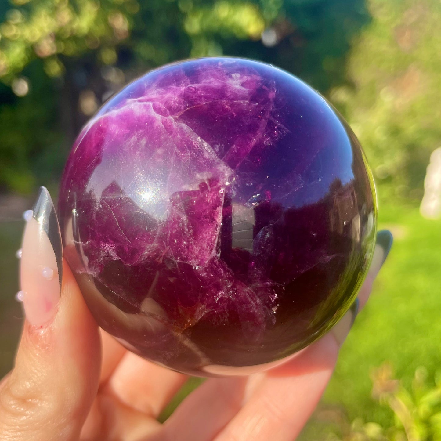 Purple Fluorite Sphere With Stand 486g 7cm
