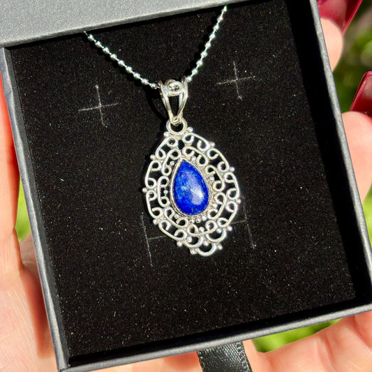 Lapis Lazuli 925 Silver Pendant - Dark Femme Collection