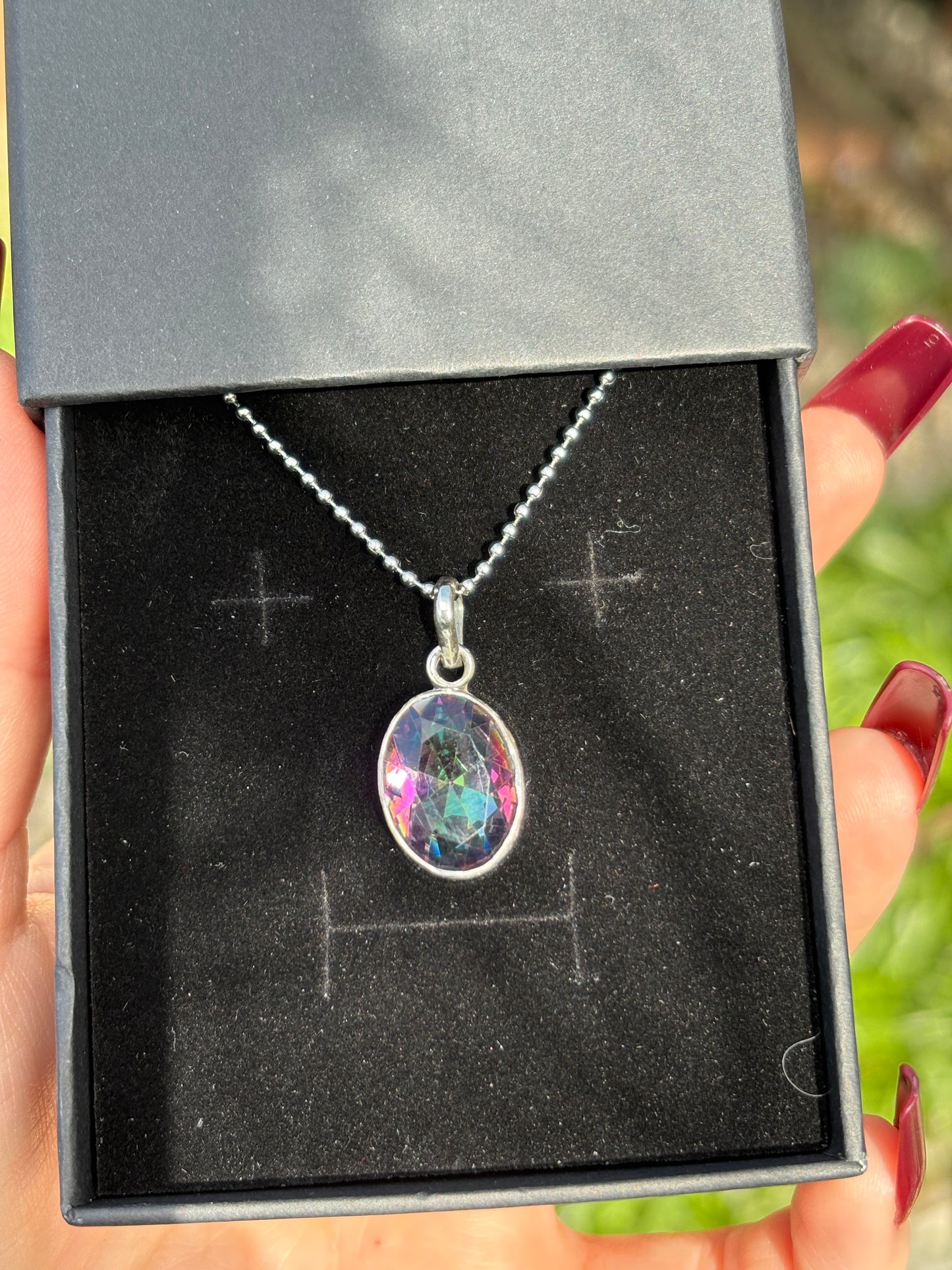 Mystic Topaz 925 Silver Pendant - Dark Femme Collection
