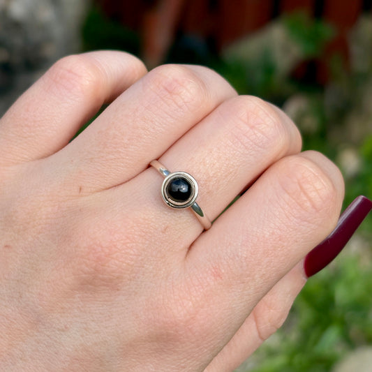 Black Tourmaline 925 Silver Ring (SIZE P/Q) - Dark Femme Collection
