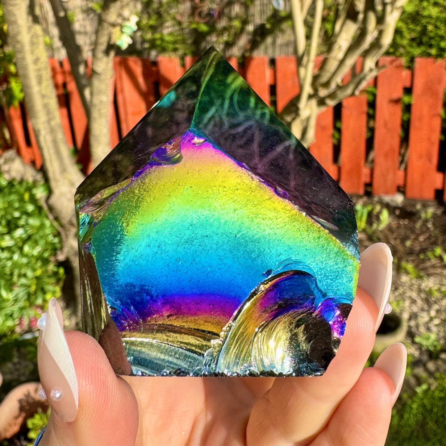 Black Obsidian Titanium Aura Half Polished Points 250-300g