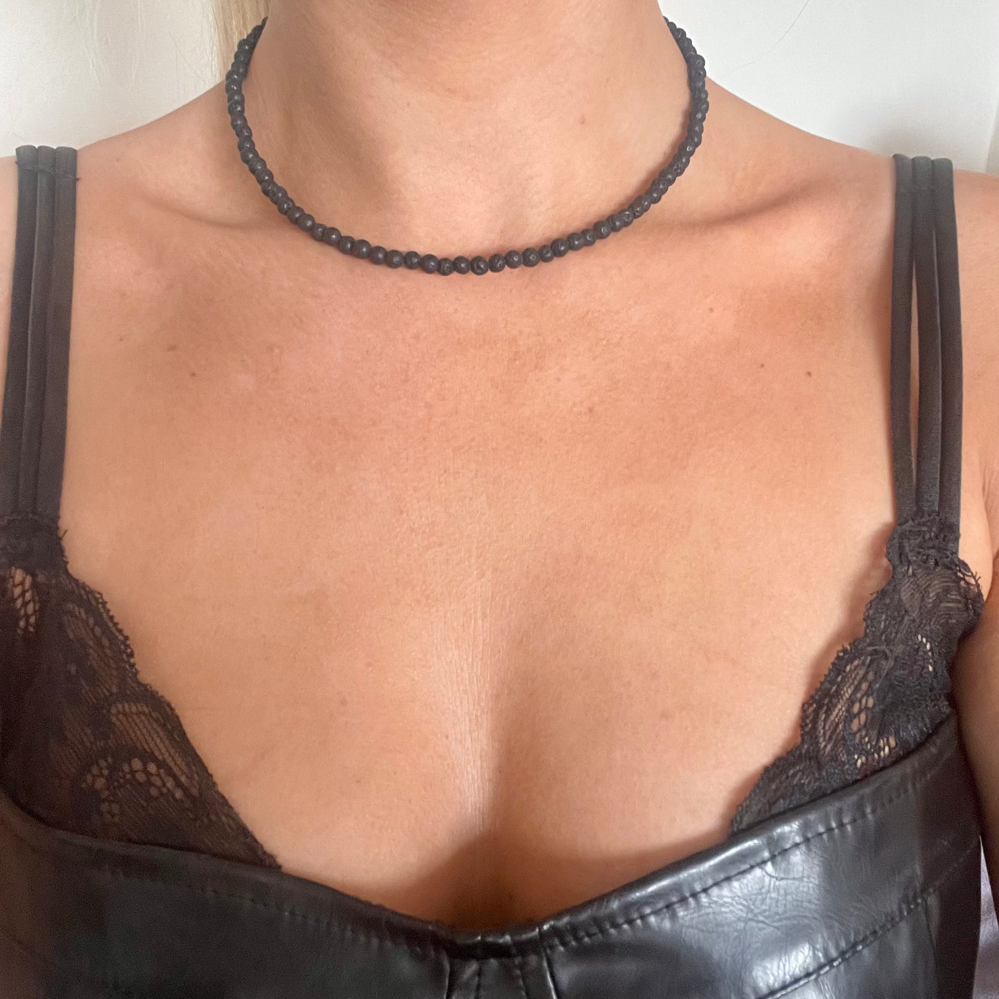 Lava Stone Bead Choker Necklace