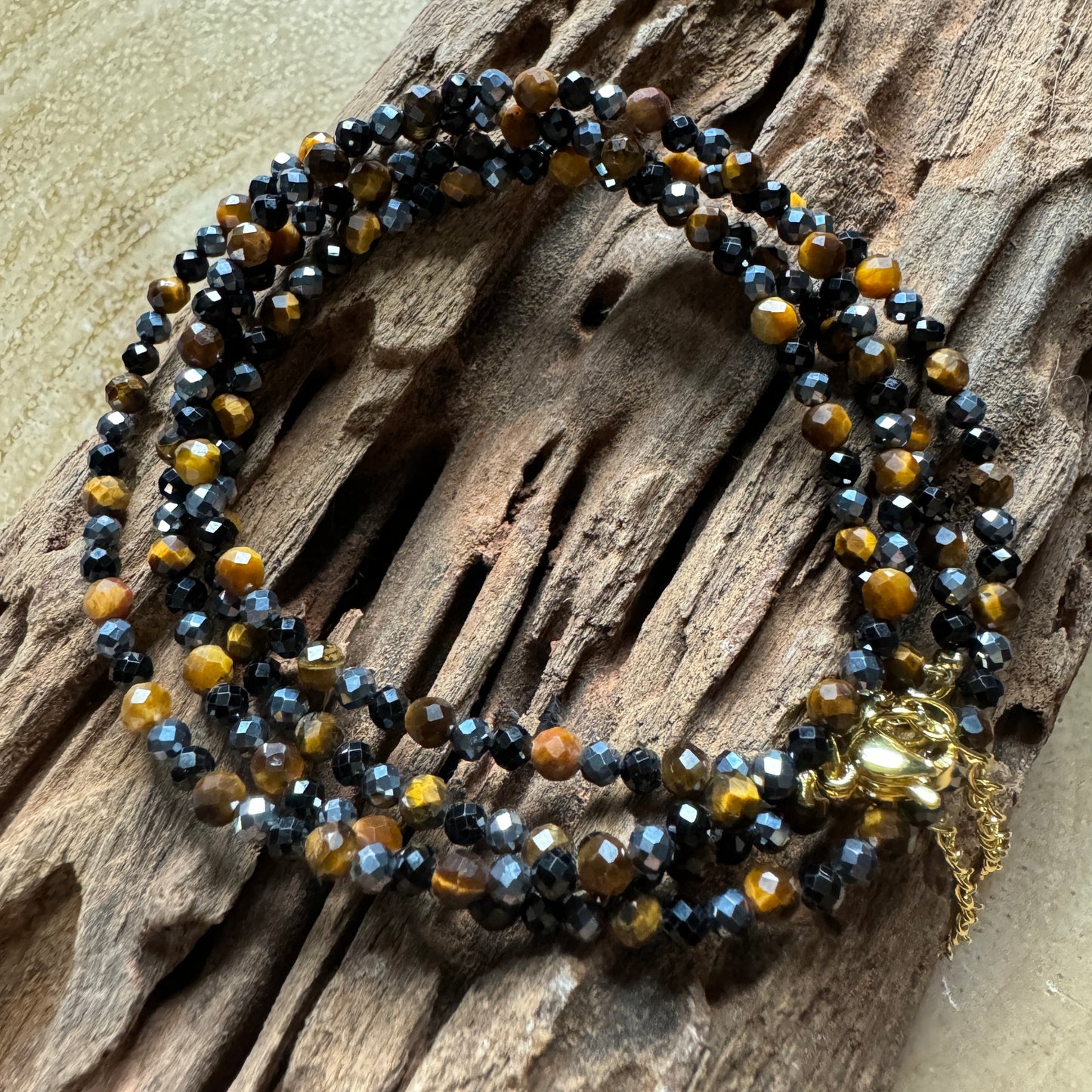 Ultimate Protection Choker Necklace - Tigers Eye, Hematite & Black Tourmaline