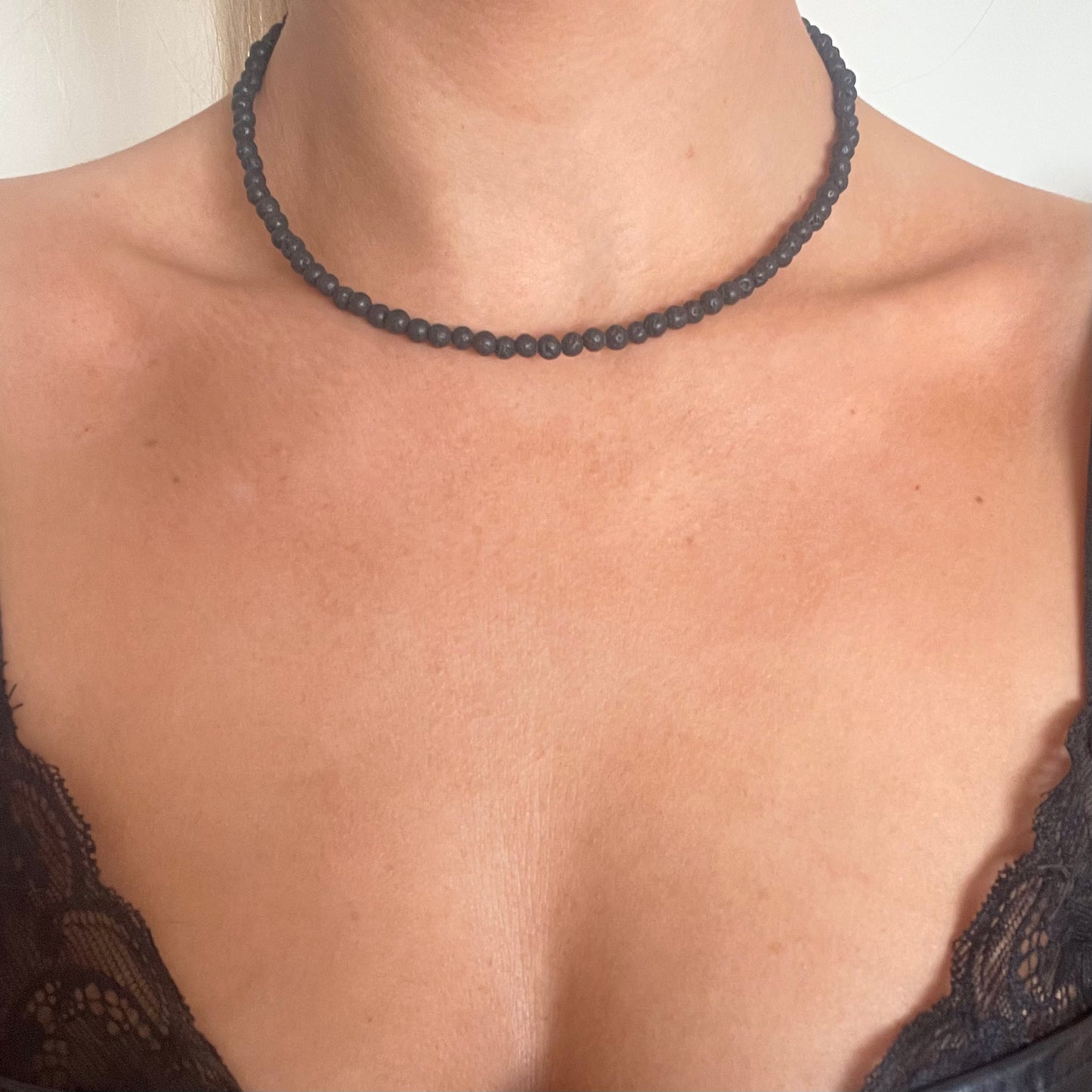 Lava Stone Bead Choker Necklace