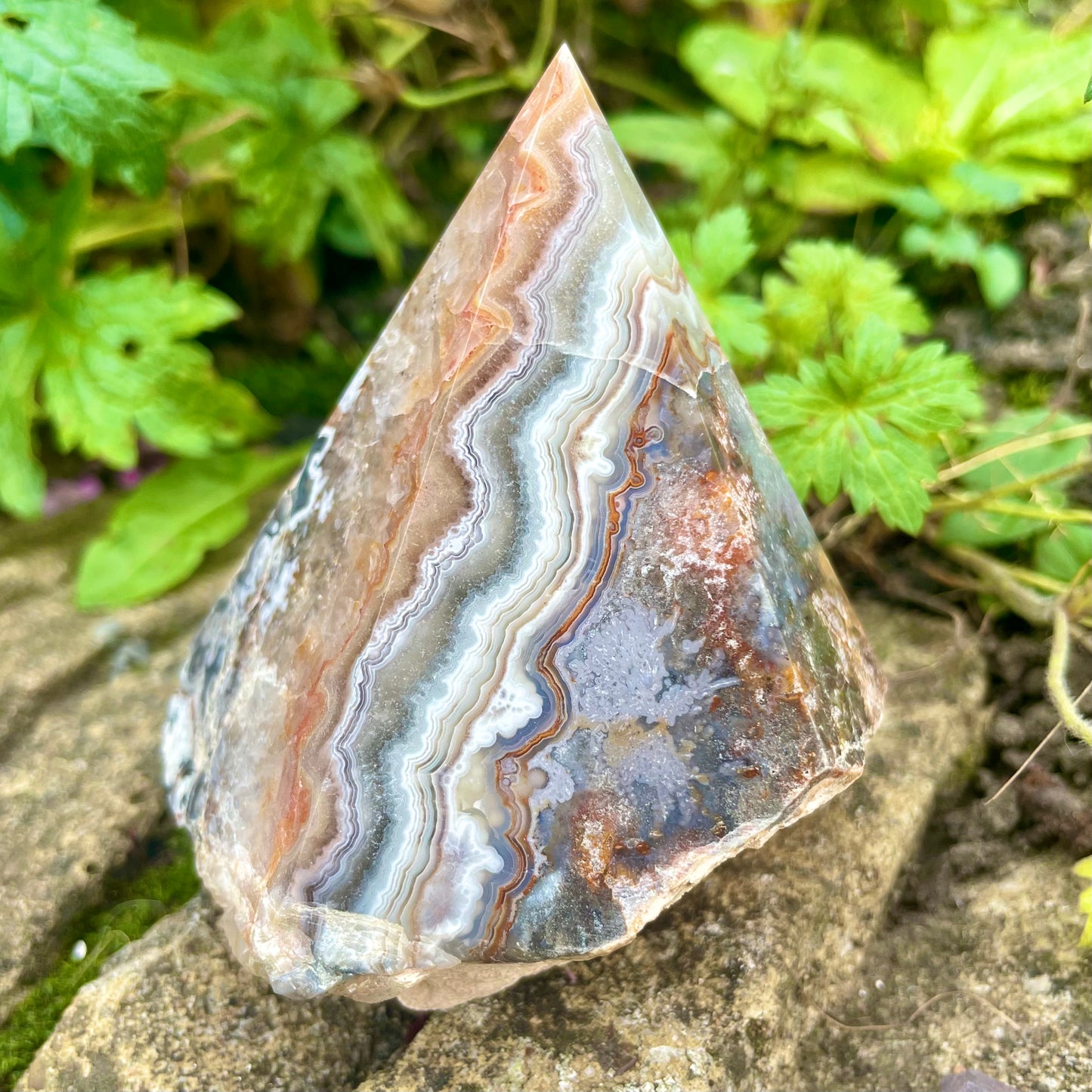 Mexican Crazy Lace Agate Half Polished Point 375g